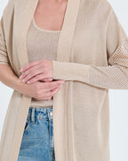 Long openwork sequined champagne cardigan_2