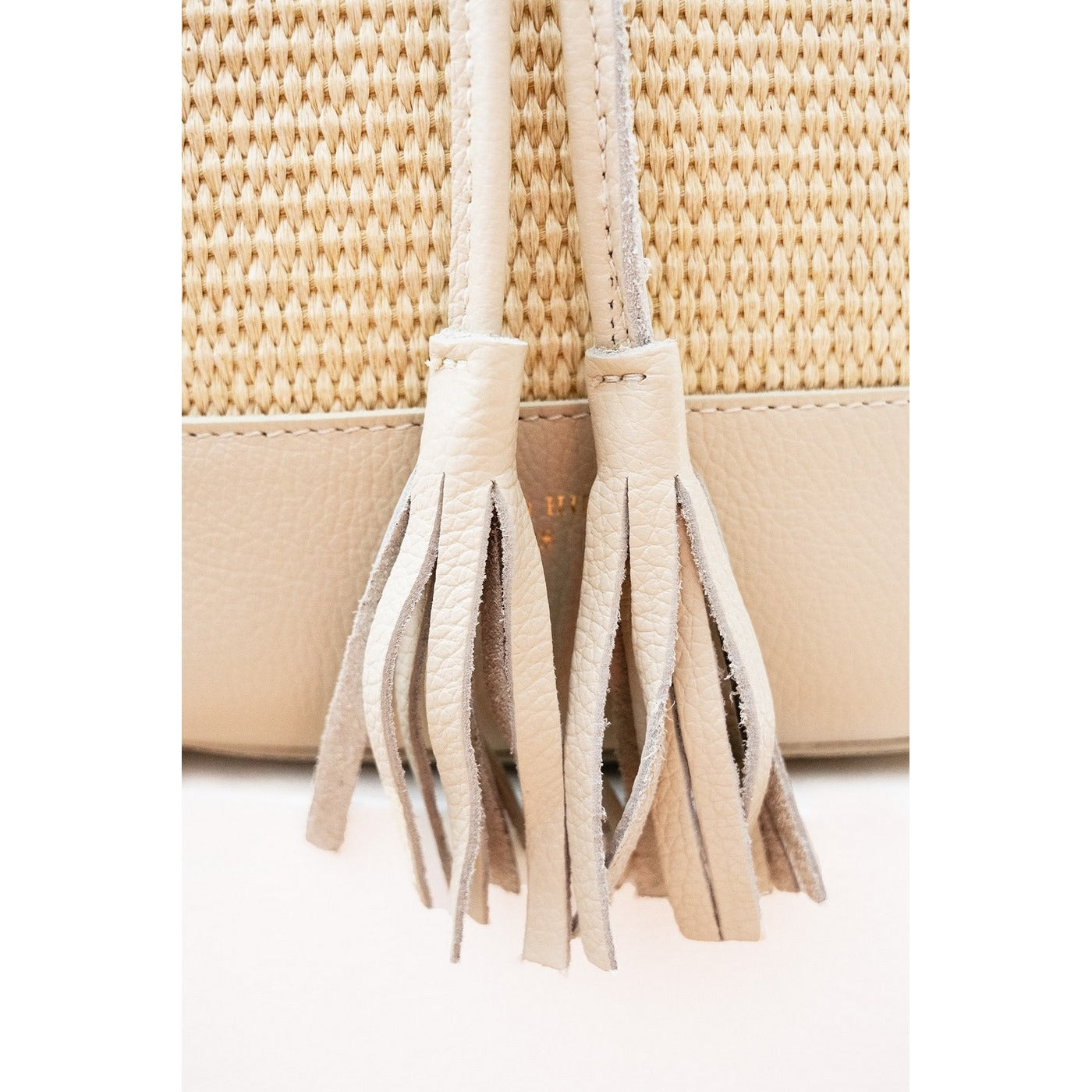 Cerise Raffia Crossbody Bag - Off-White