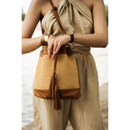 Sac A Bandouliere Cerise Rafia - Camel