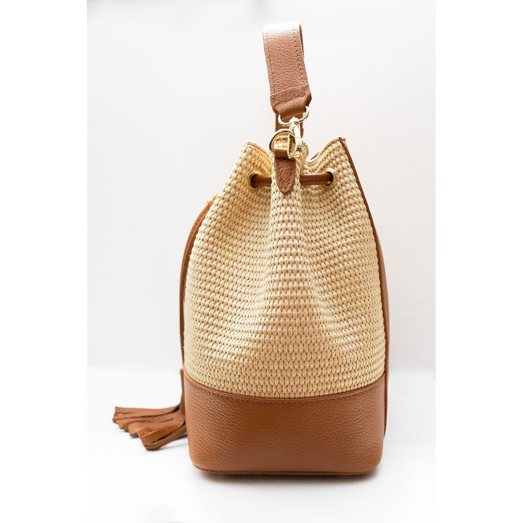 Sac A Bandouliere Cerise Rafia - Camel