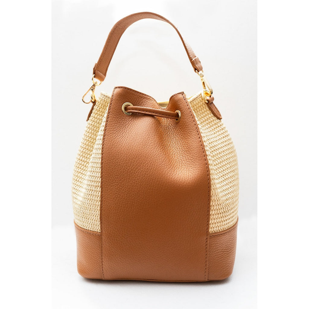 Sac A Bandouliere Cerise Rafia - Camel