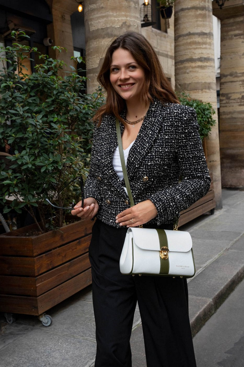 Sac A Bandouliere Giverny - Blanc/ Vert Bouteille