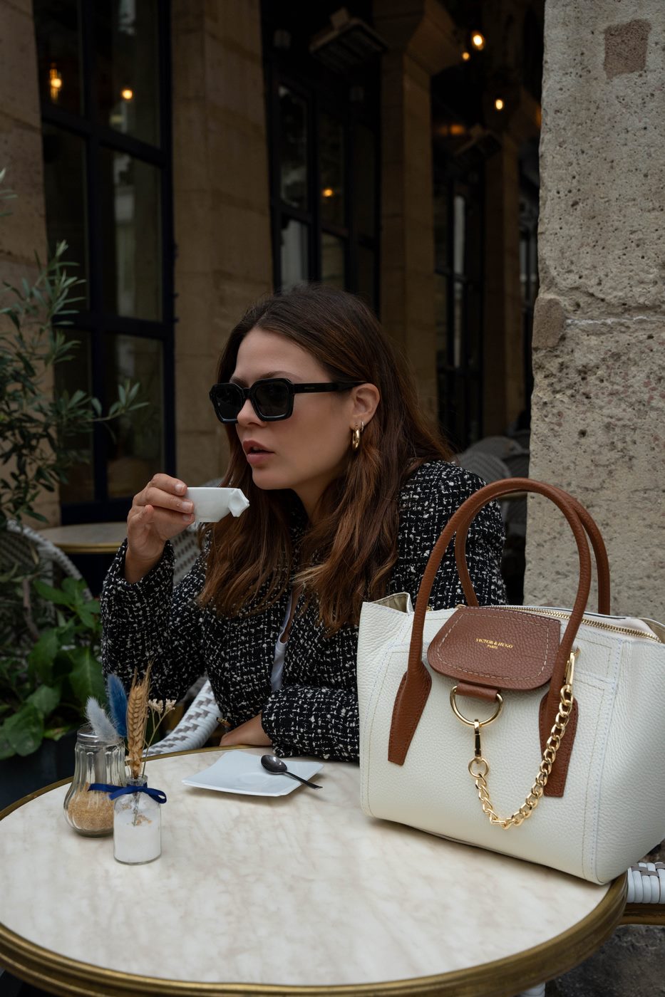 Bolso Soli - Blanco Roto Y Camel