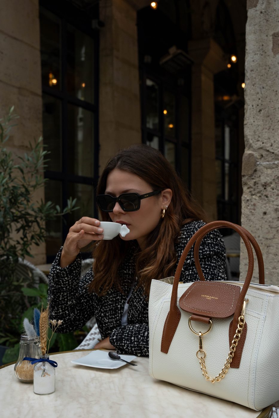 Bolso Soli - Blanco Roto Y Camel