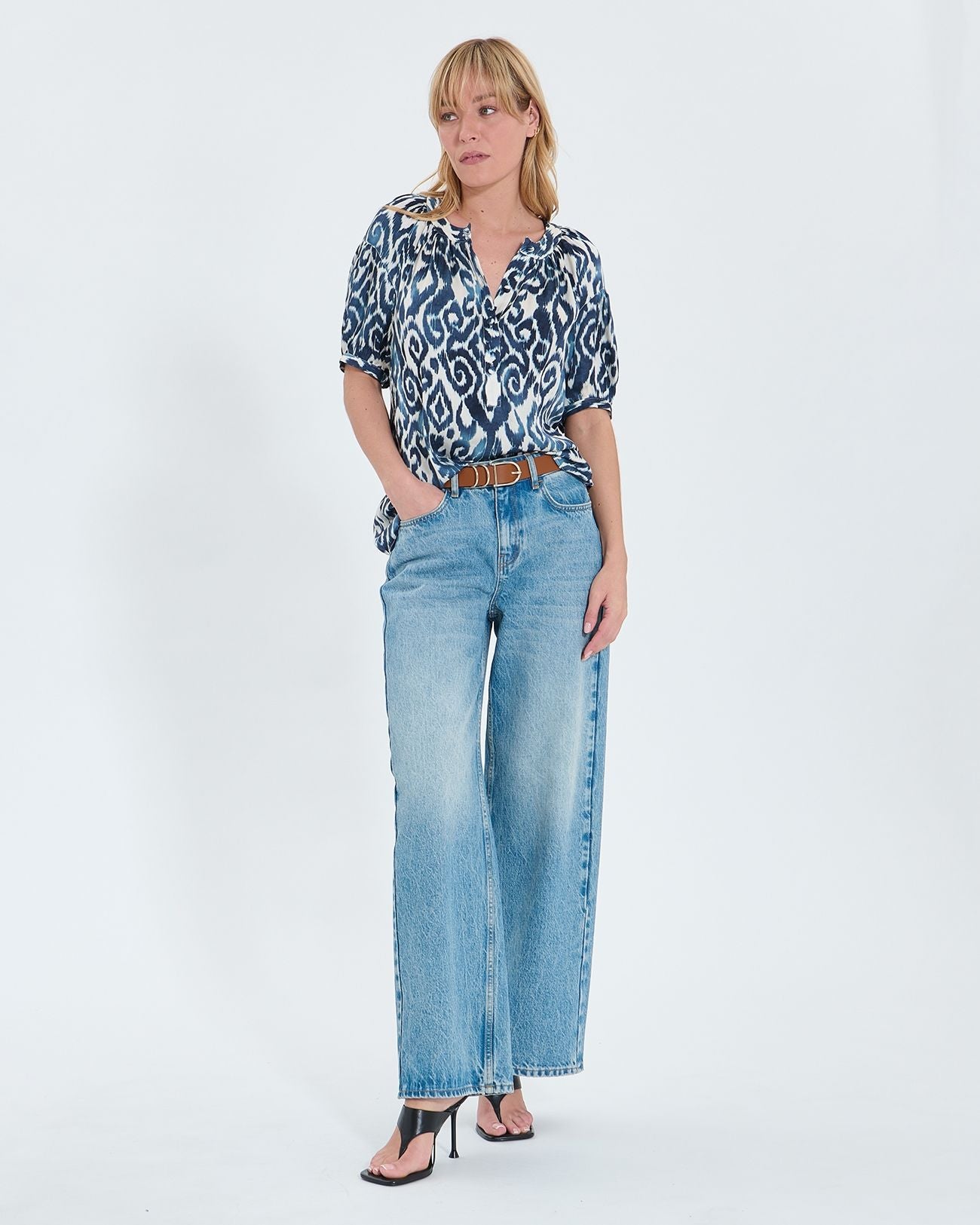 Camisa fluida con estampado de olas Summer_1