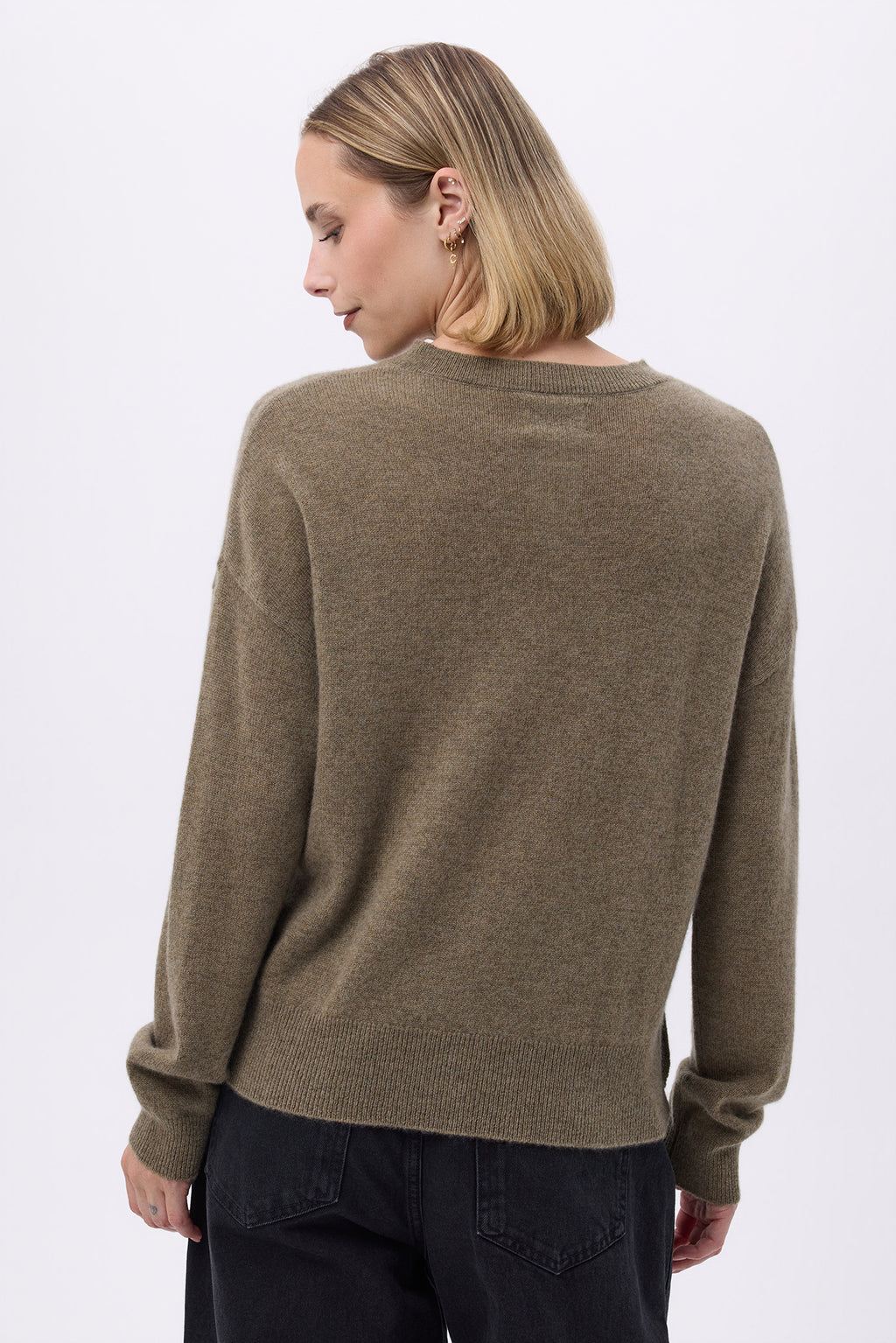 Maglione Girocollo Con Bottoni Laterali Dorati Donna Victoire - Verde Cachi - Donna
