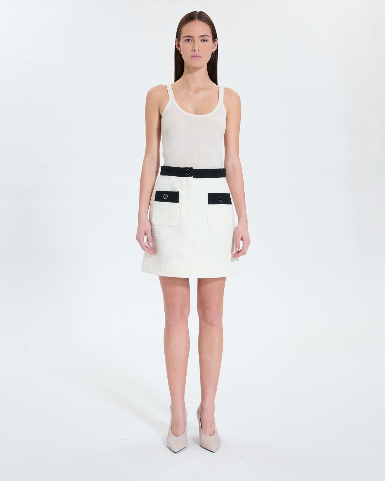 Ecru tweed trapeze skirt_4