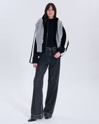 Nocturnal two-tone wool coat with leather outline_1