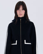 Nocturnal two-tone wool coat with leather outline_2
