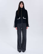 Nocturnal two-tone wool coat with leather outline_4