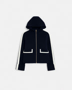 Nocturnal two-tone wool coat with leather outline_5