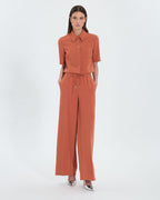 Pantalón holgado de crepé ladrillo_1