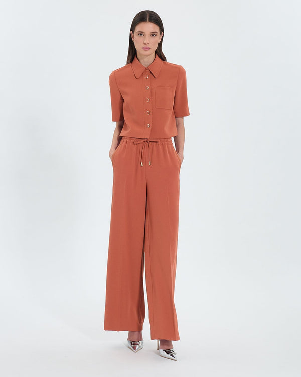 Pantalón holgado de crepé ladrillo_1