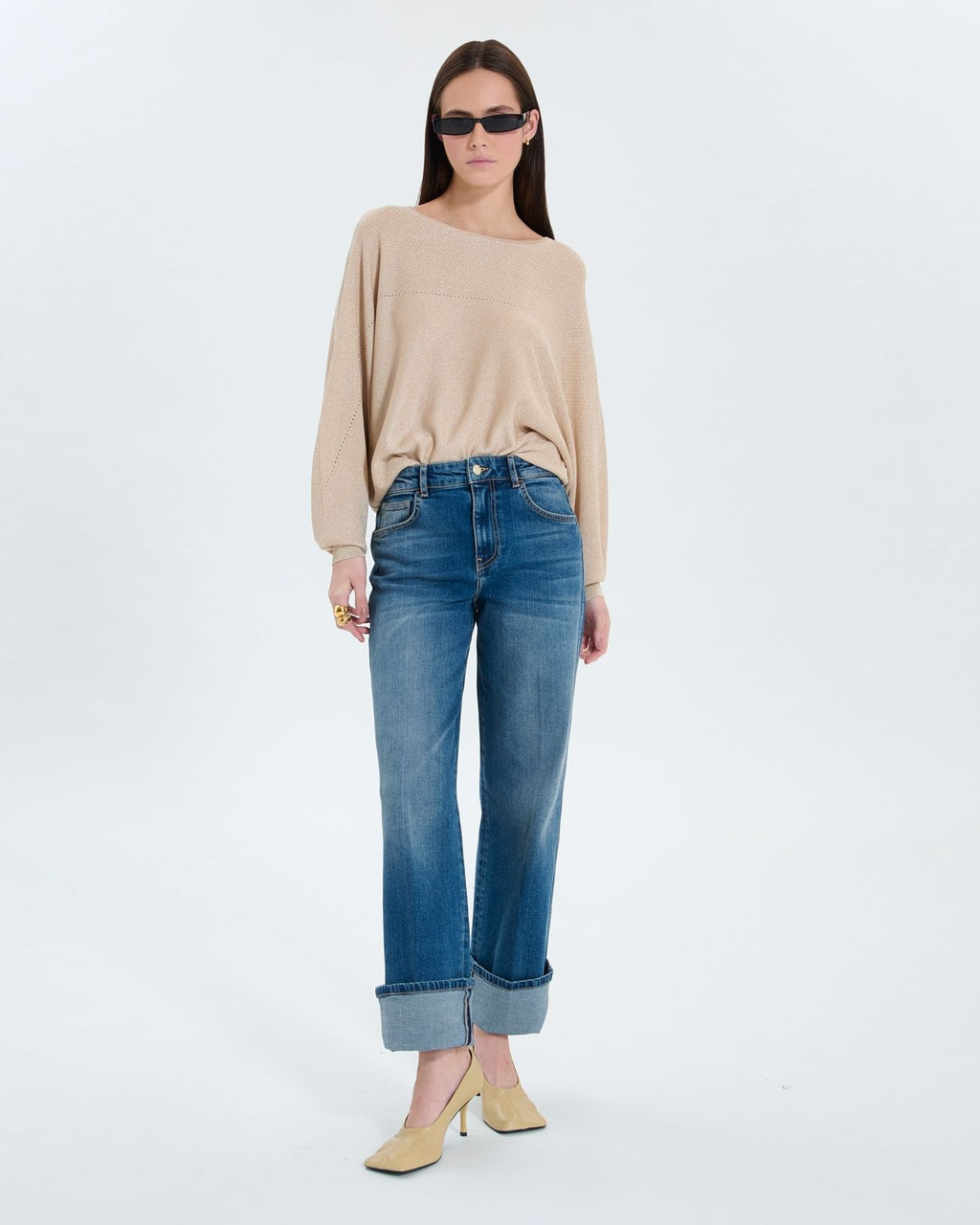 Champagne boat neck sweater_2