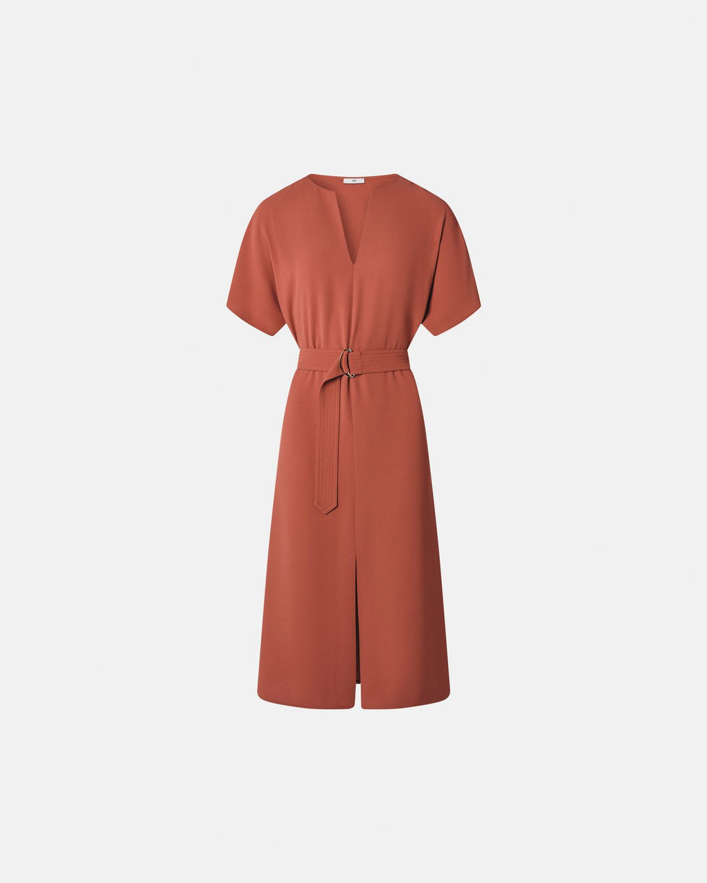 Vestido fluido de crepé ladrillo_4