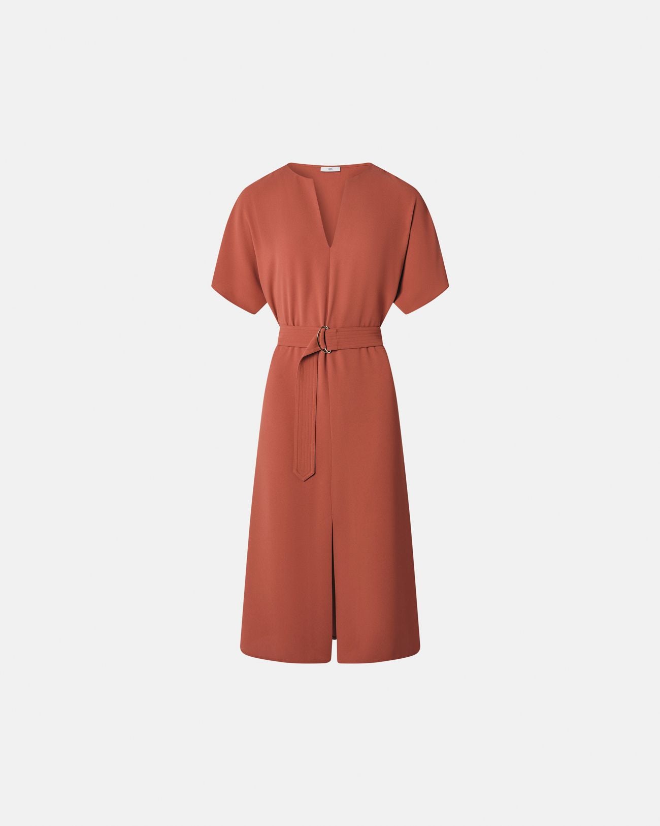 Vestido fluido de crepé ladrillo_4