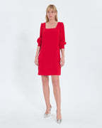 Short red crepe dress_1