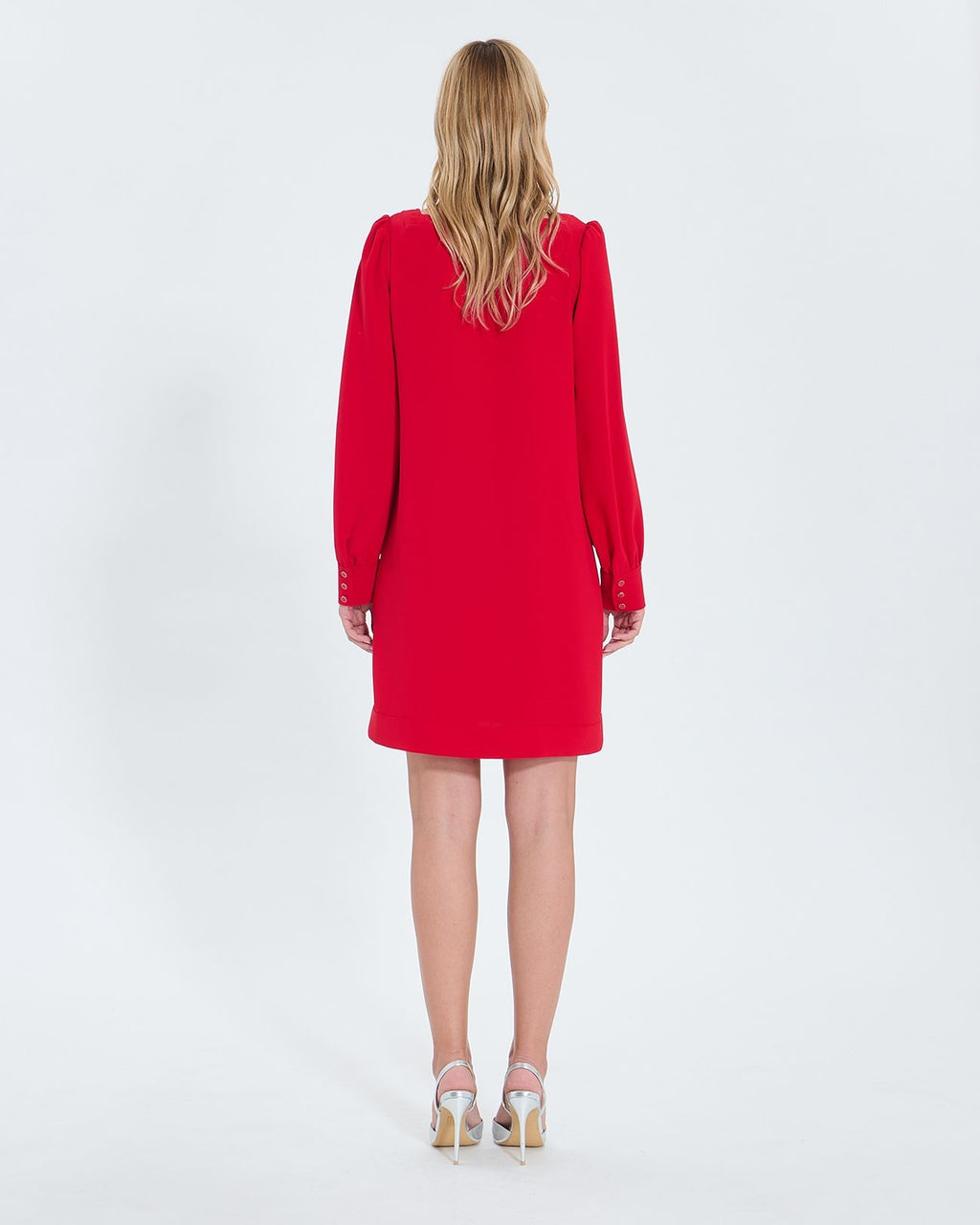 Short red crepe dress_3