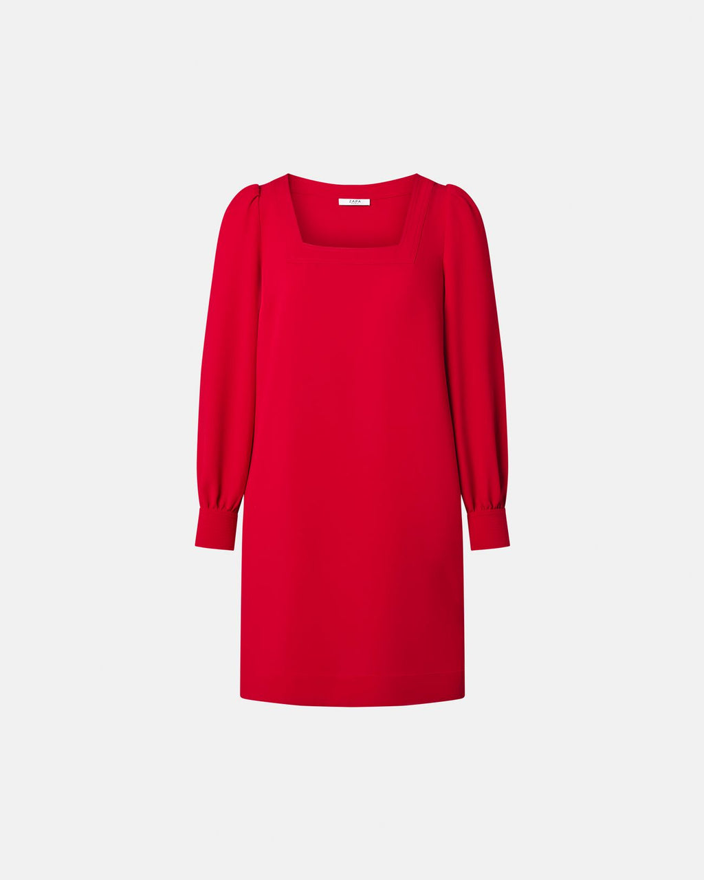 Short red crepe dress_5