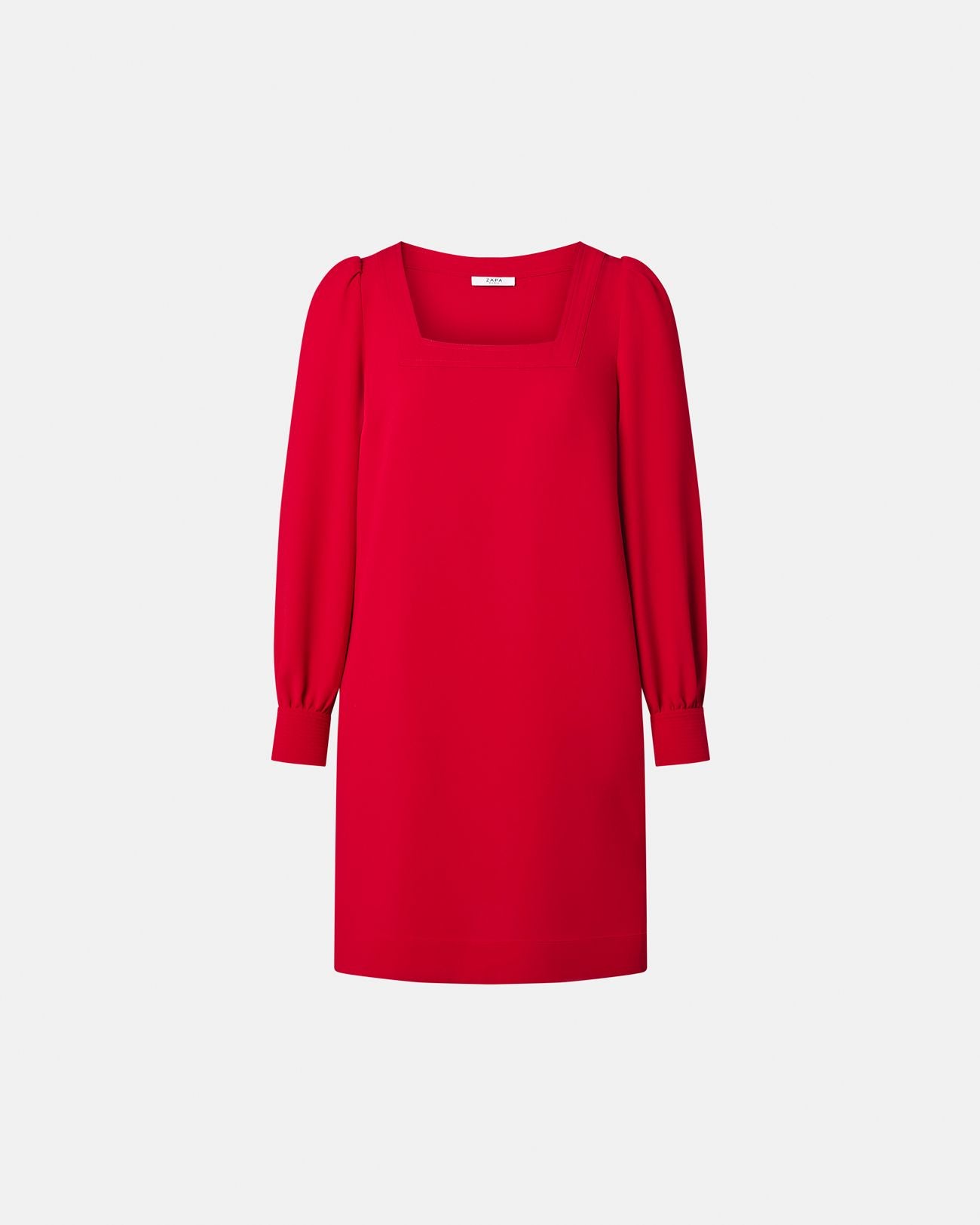 Short red crepe dress_5