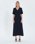 Robe évasée en crêpe nocturne_4