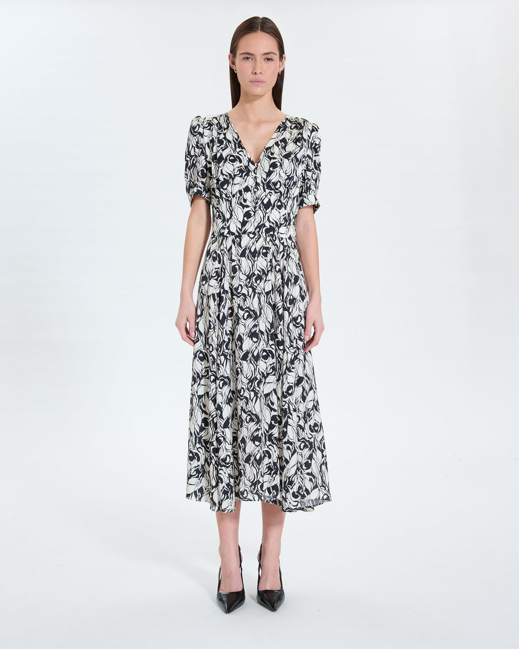Vestido largo de vuelo con estampado floral_2