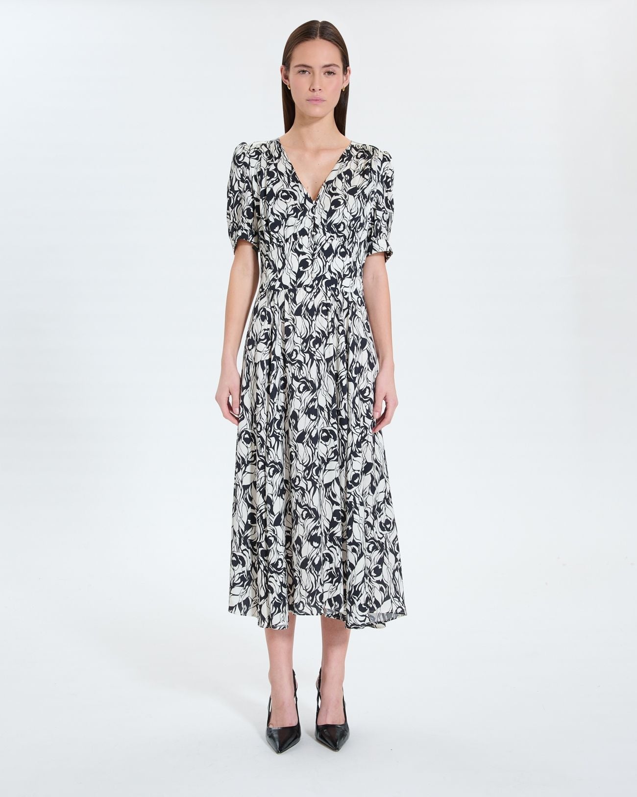 Vestido largo de vuelo con estampado floral_2