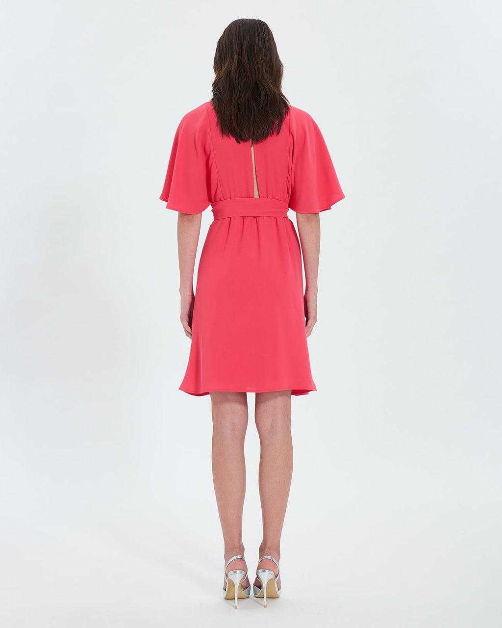 Coral crepe wrap dress_3
