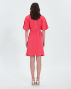 Coral crepe wrap dress_3
