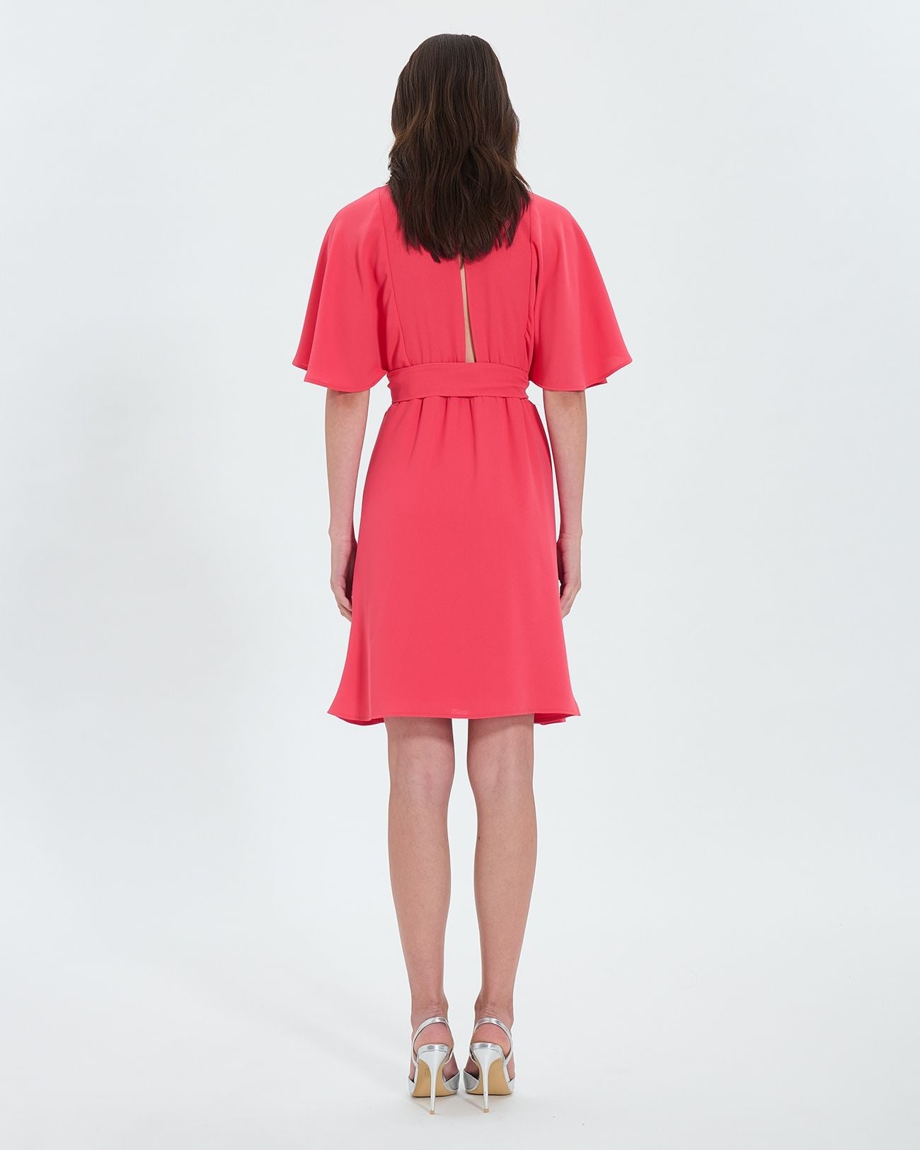 Coral crepe wrap dress_3