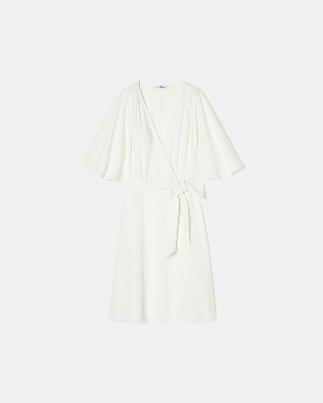 Robe portefeuille en crêpe écrue_1