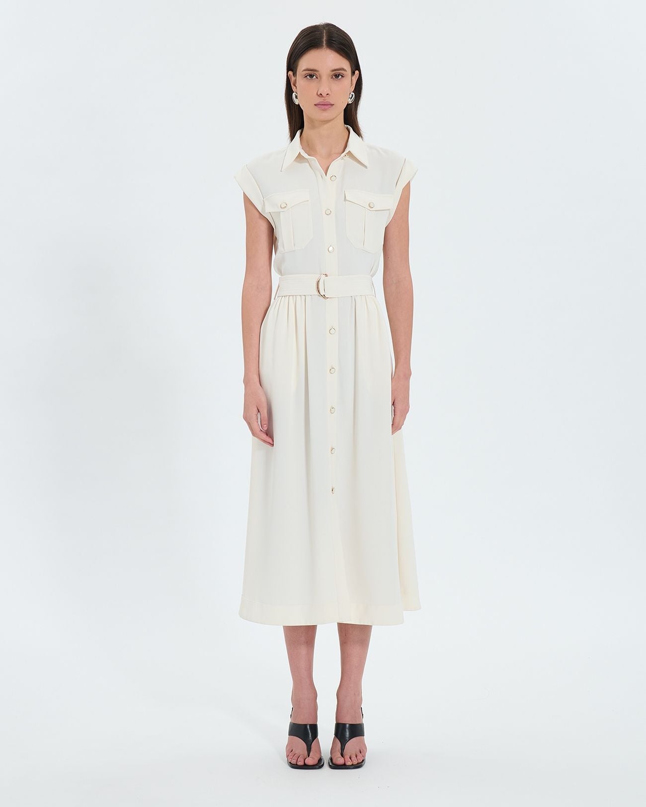 Robe saharienne midi écrue_4