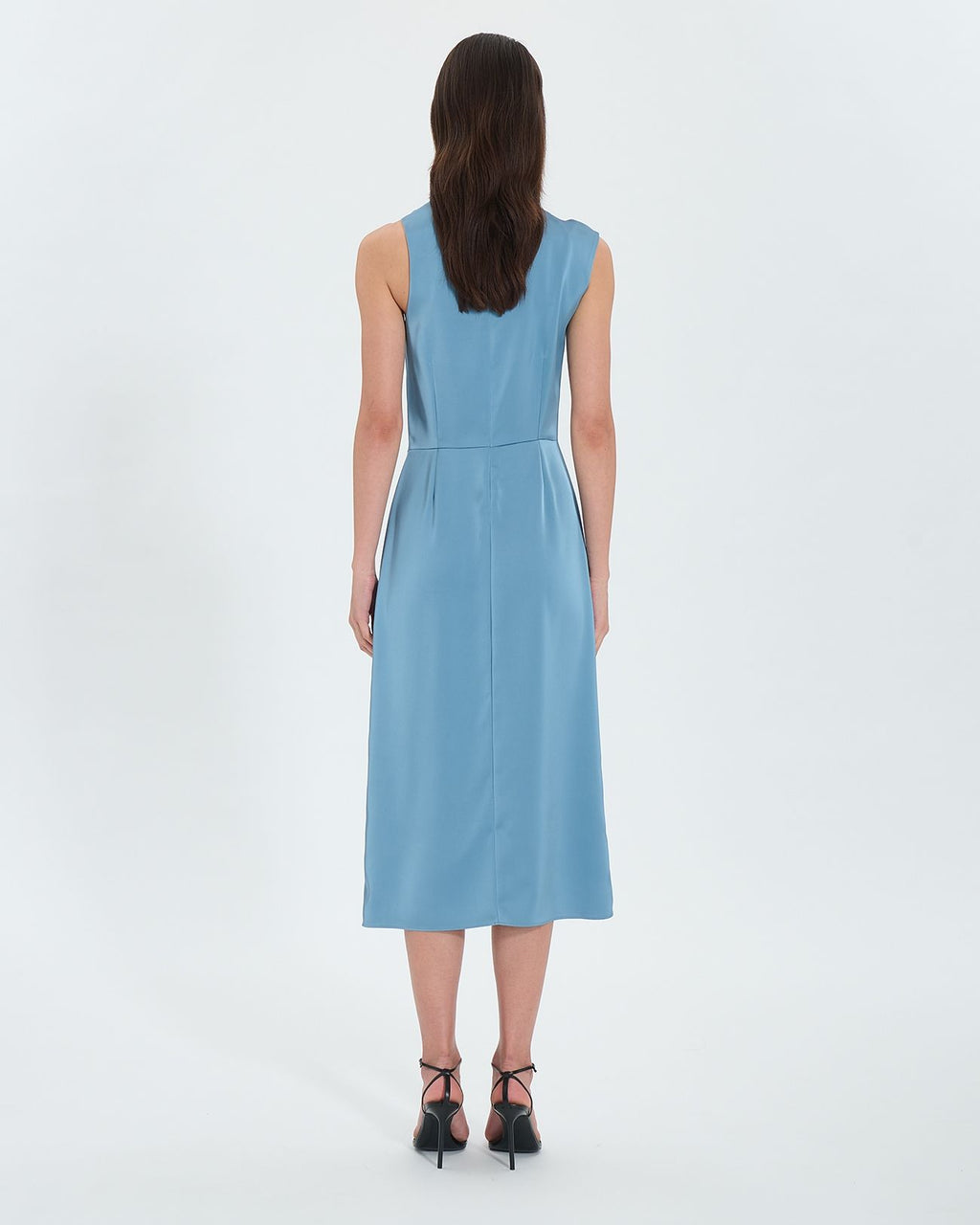 Blue satin asymmetrical dress_3