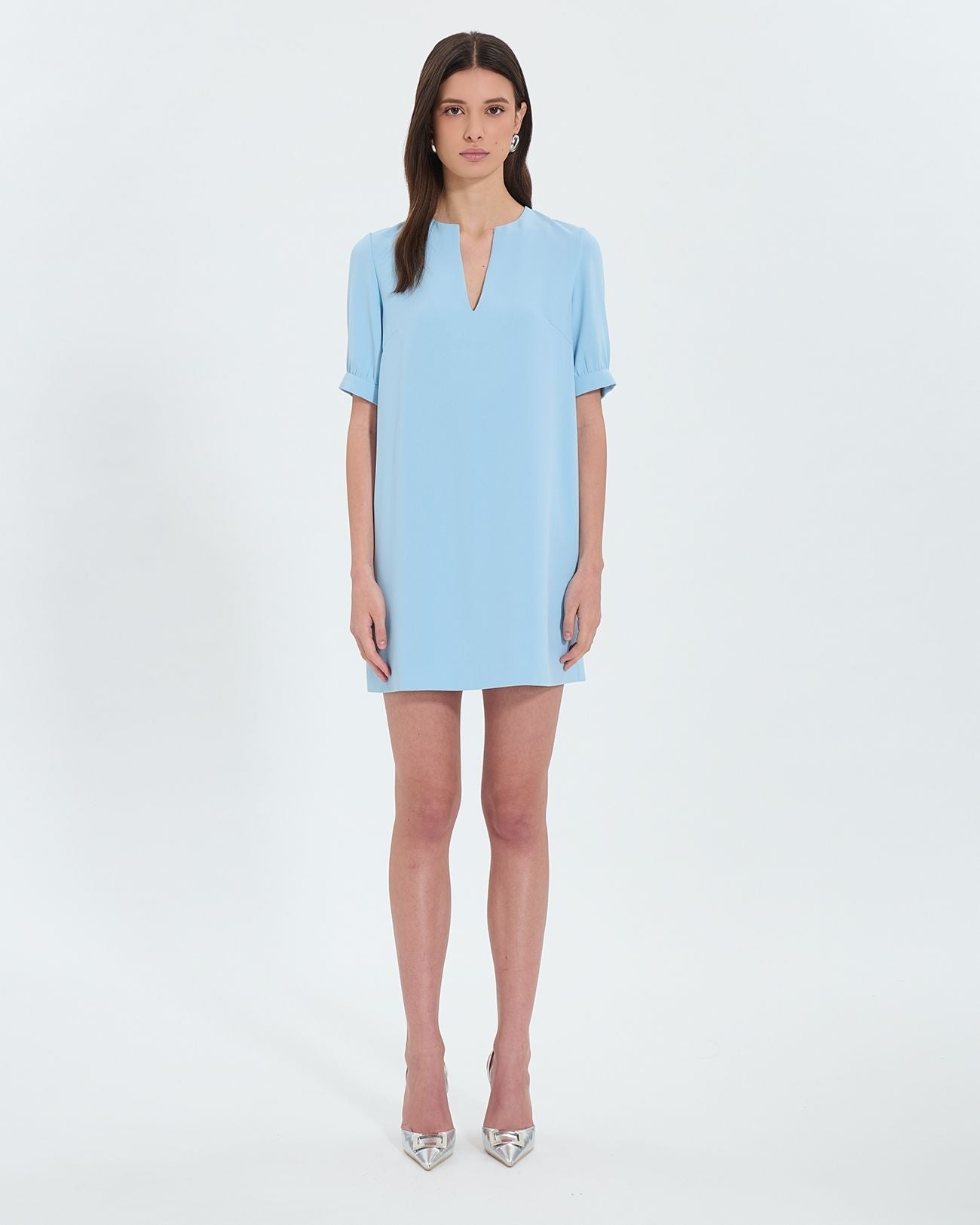 Vestido recto crepe celeste_1