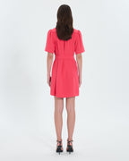 Coral fitted straight dress_3