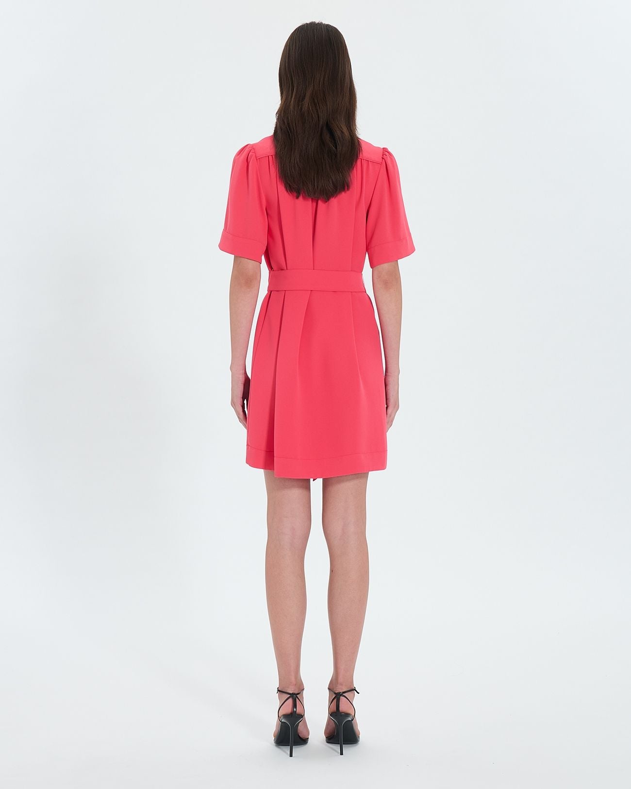 Coral fitted straight dress_3