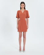 Robe droite en crêpe brique_1