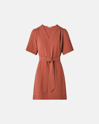 Robe droite en crêpe brique_4