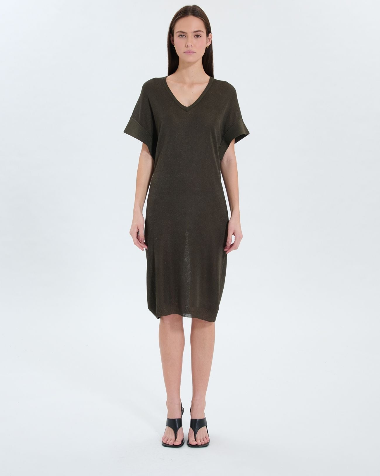 Robe en maille fine kaki_4