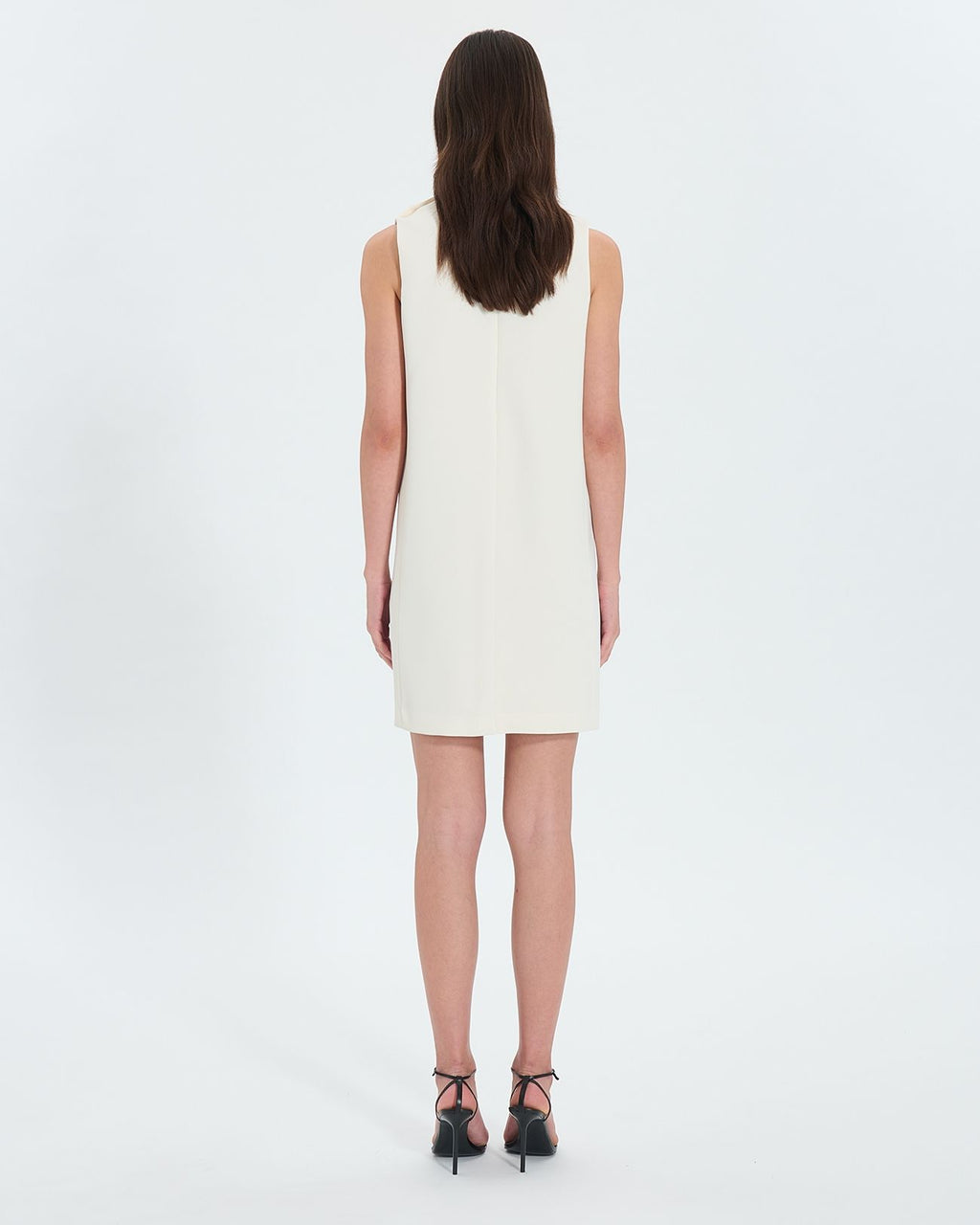 Vestido recto de crepe crudo_3