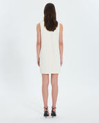 Vestido recto de crepe crudo_3