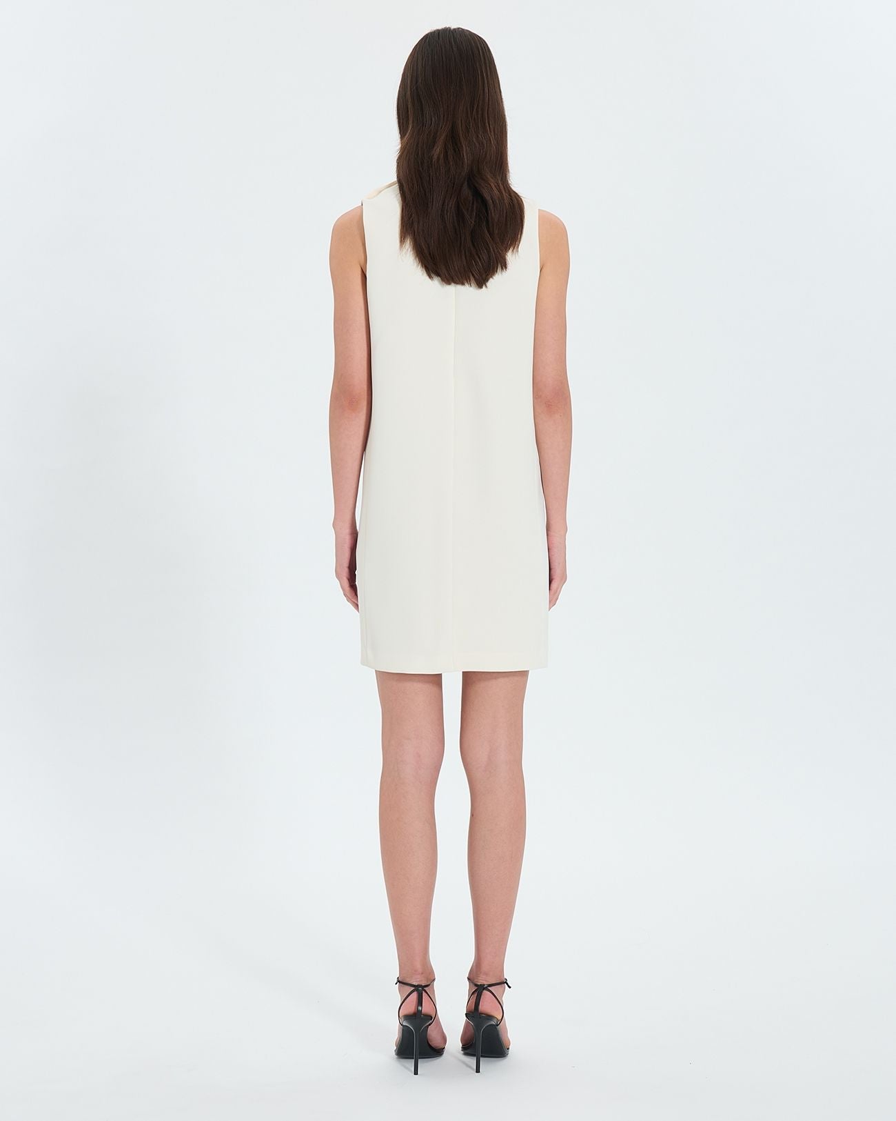 Vestido recto de crepe crudo_3