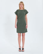 Vestido corto crepe caqui_1