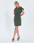 Vestido corto crepe caqui_2
