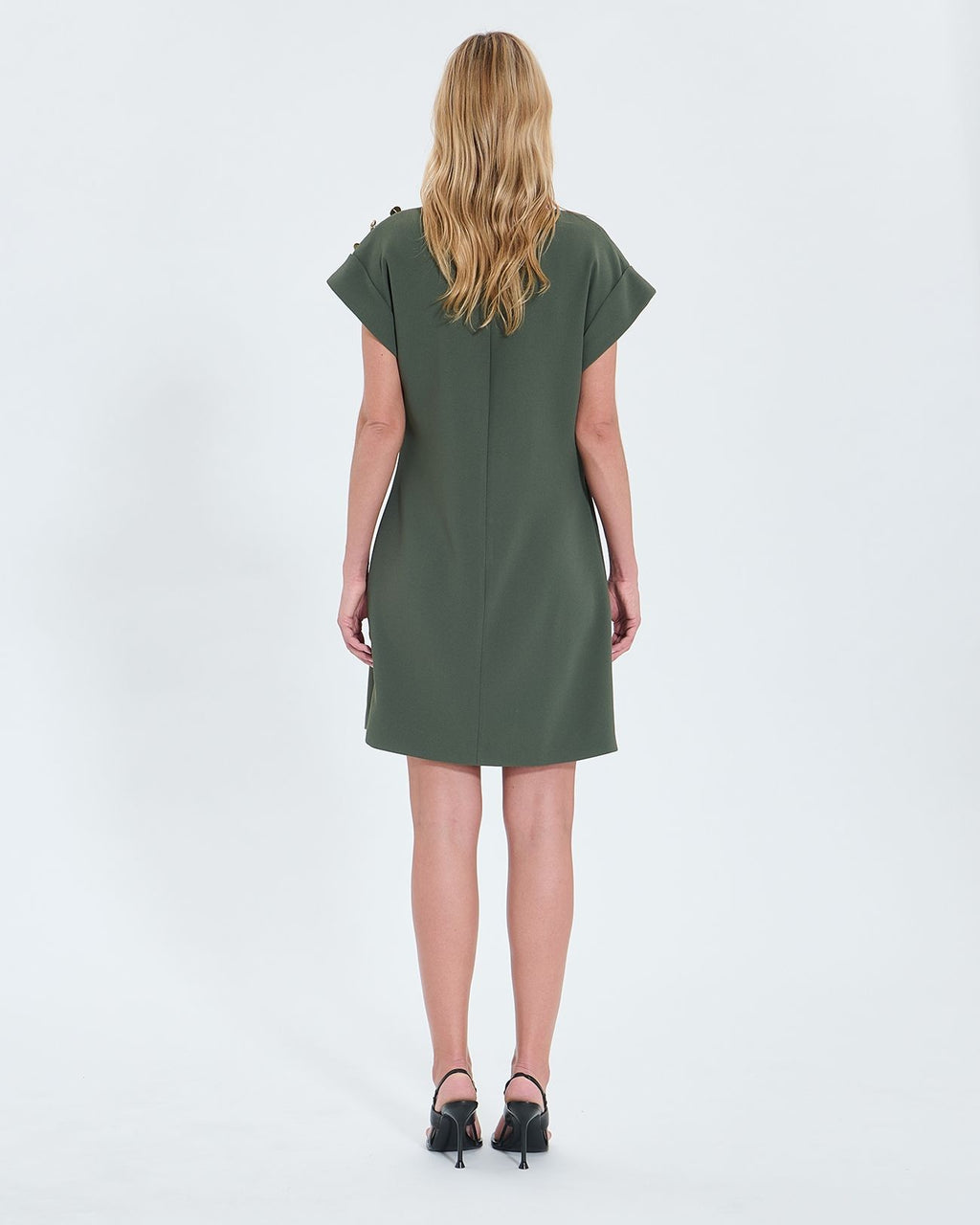 Vestido corto crepe caqui_4
