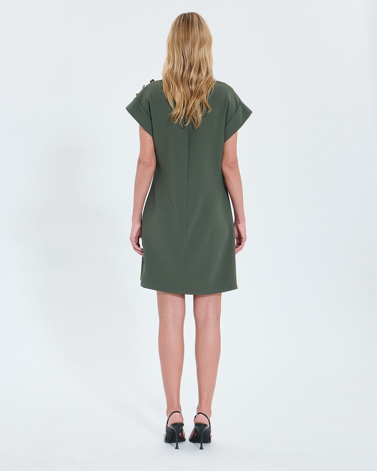 Vestido corto crepe caqui_4