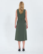 Robe longue en crêpe kaki_3