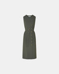 Robe longue en crêpe kaki_5
