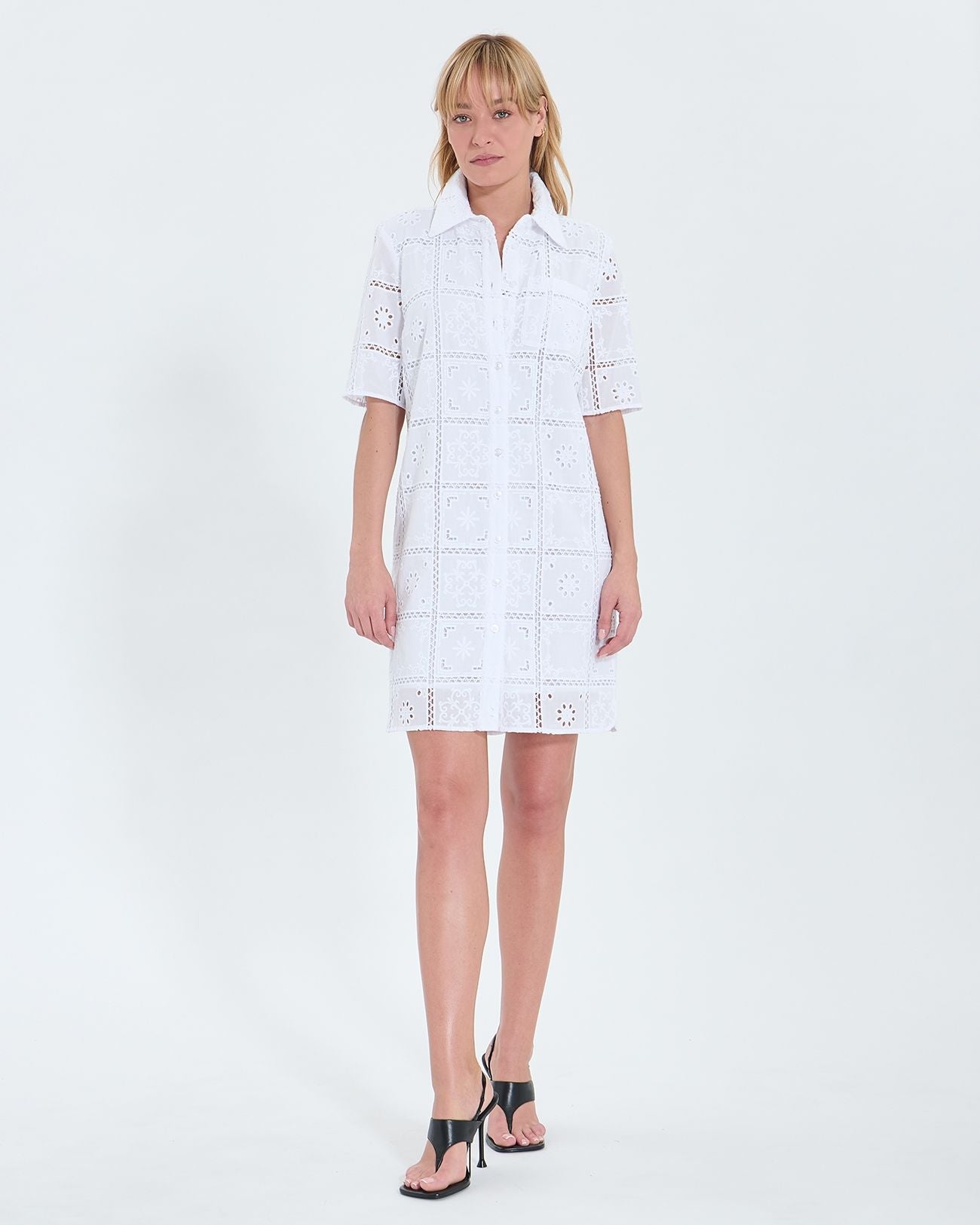 Mid-length dress with ecru English embroidery_1