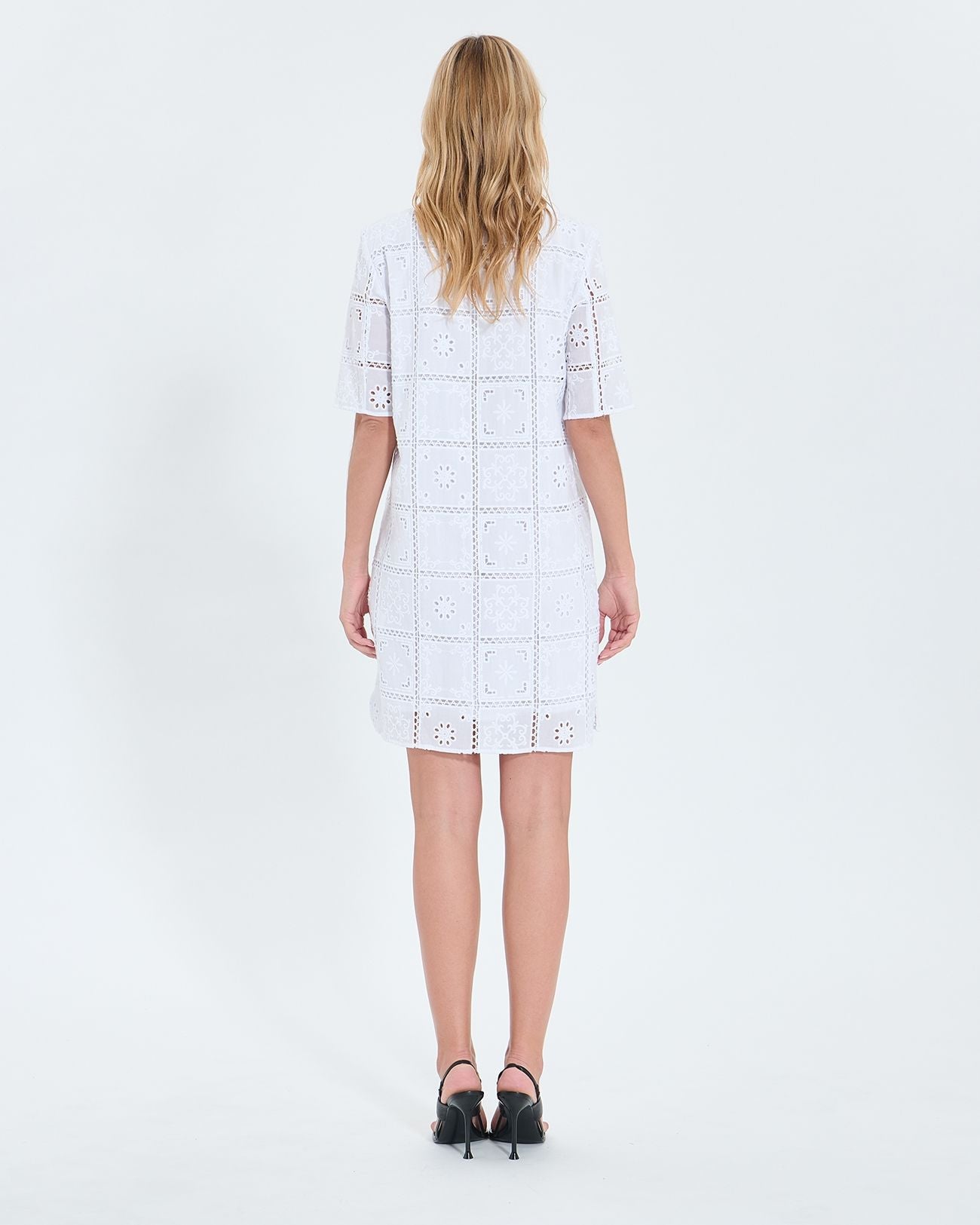 Mid-length dress with ecru English embroidery_3